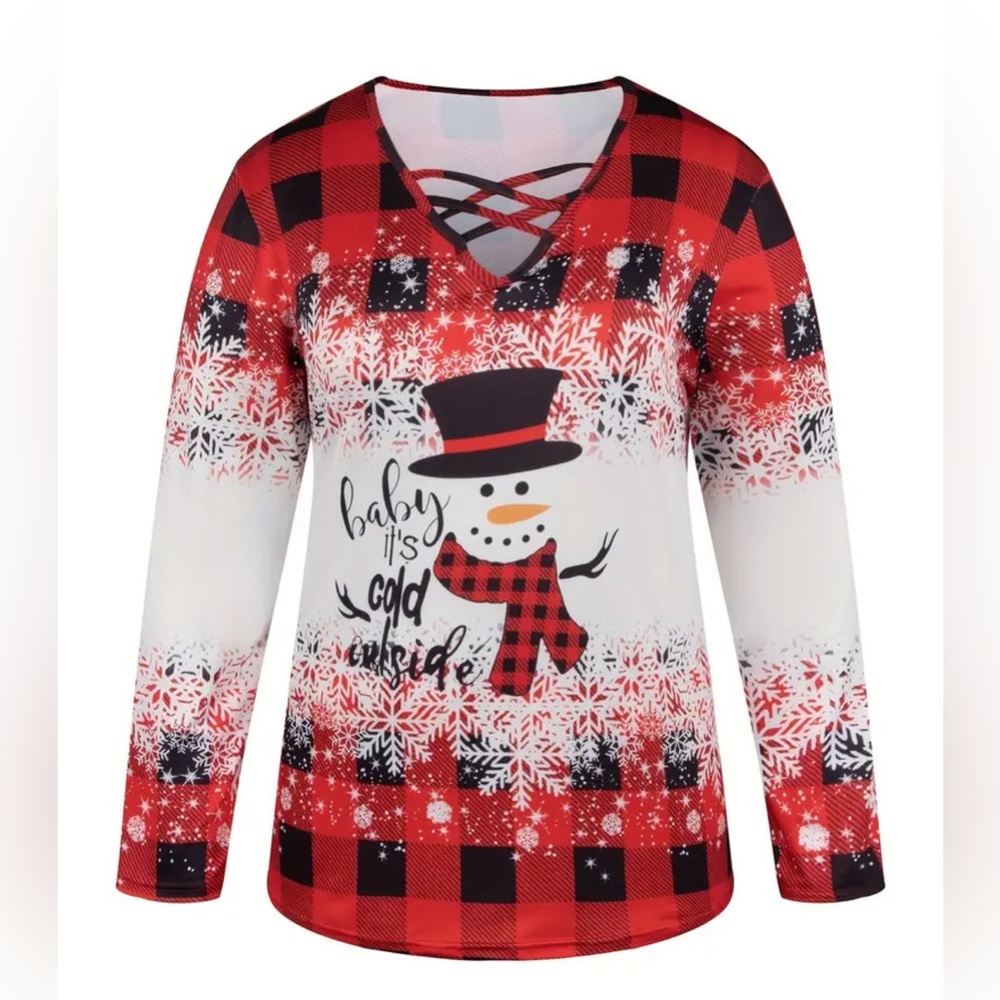 1237.🎄Women’s Plus Long Sleeve Christmas Shirt